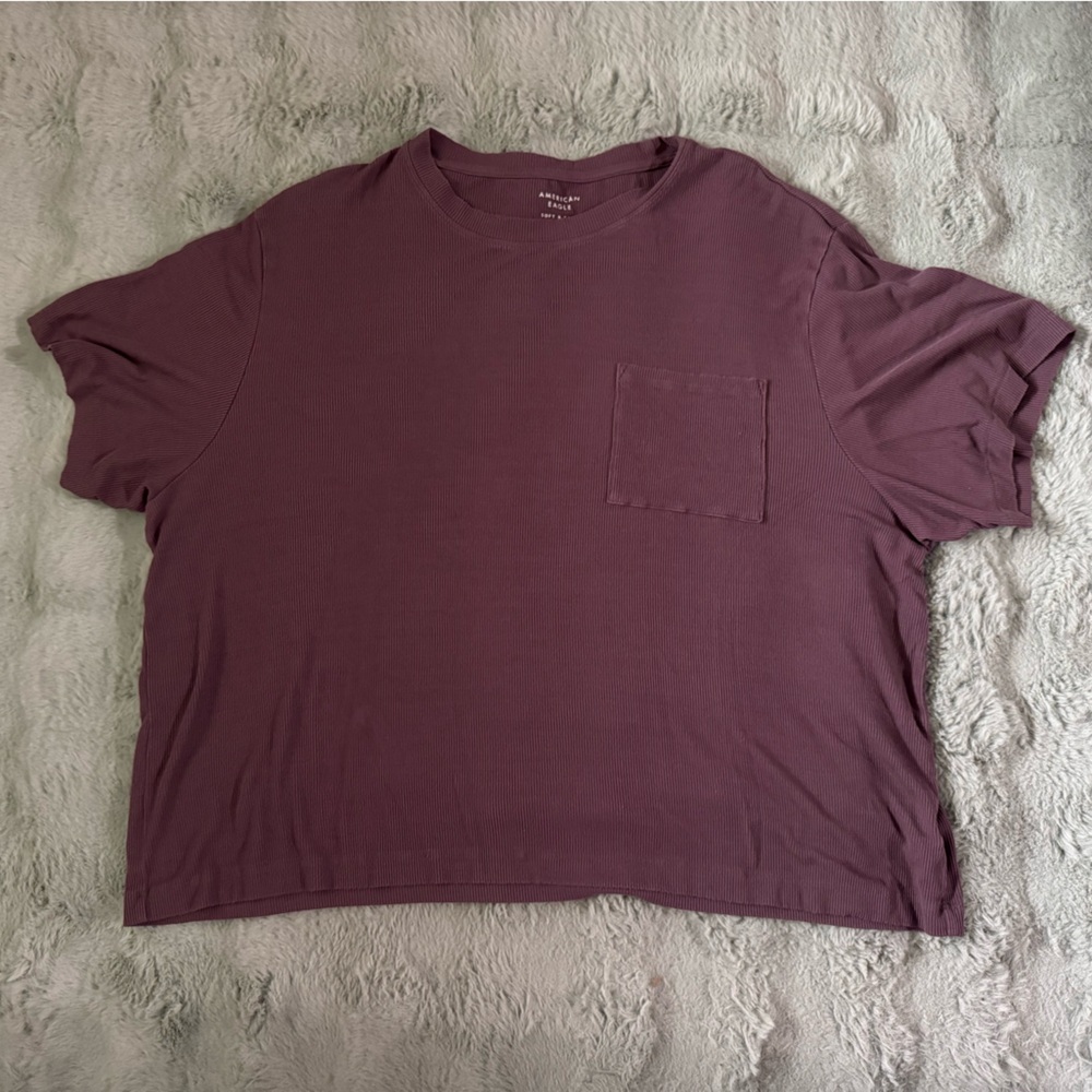 American Eagle Outfitters Short Sleeve Pocket Tee in Plum